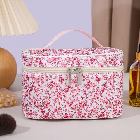2024 New Floral Makeup Bag Portable And Simple Square Cosmetics Storage Bag Travel Toiletry Bag Exclusive For Cross-Border