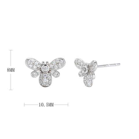 1 Pair Simple Style Bee Inlay Sterling Silver Zircon Earrings