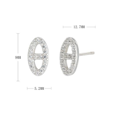 1 Pair Simple Style Solid Color Inlay Sterling Silver Zircon Ear Studs