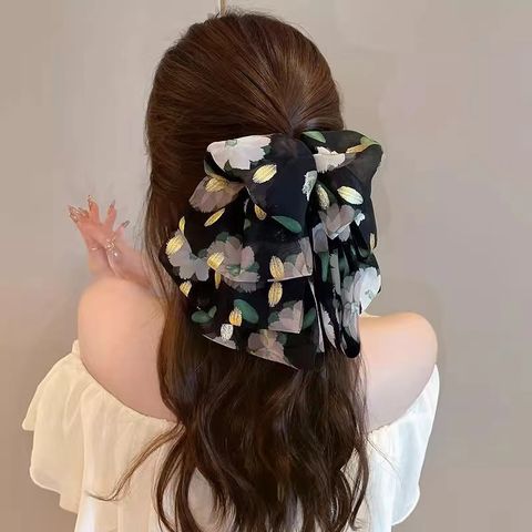 Women's Japanese Style Sweet Flower Cloth Printing Hair Claws