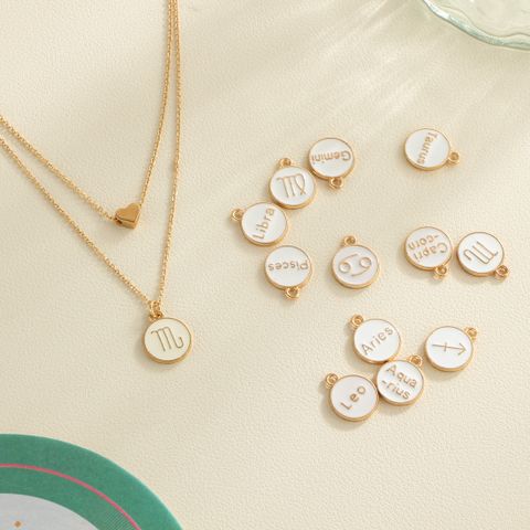 Basic Modern Style Classic Style Round Letter Constellation Alloy Copper Layered Plating 14K Gold Plated Women's Pendant Necklace