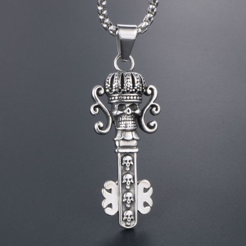 Simple Style Classic Style Key Skull 304 Stainless Steel Polishing Men's Pendant Necklace