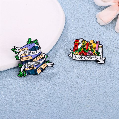 Cartoon Style Cute Book Letter Flower Alloy Enamel Plating Unisex Brooches Collar Pin