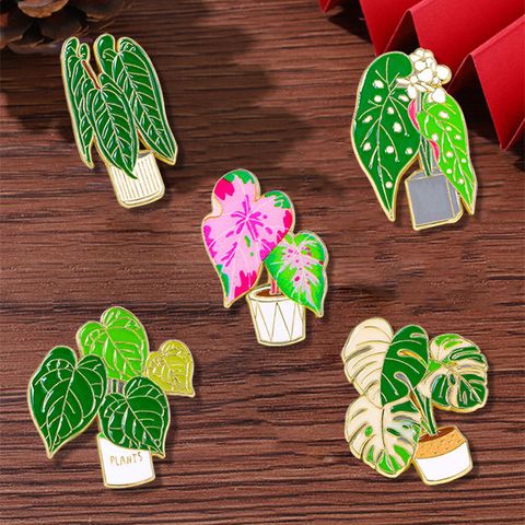 Cartoon Style Cute Pastoral Leaves Plant Alloy Enamel Plating Unisex Brooches