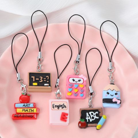 Cute Simple Style Book Cartoon Letter Resin Bag Pendant Keychain