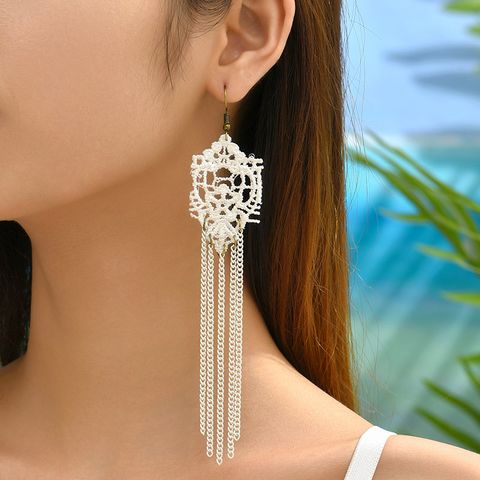 1 Pair IG Style Geometric Plating Chain Alloy Lace Drop Earrings