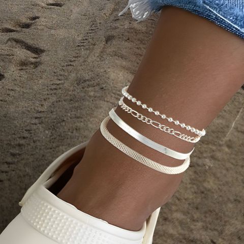 Elegant Classic Style Streetwear Geometric Iron Layered Plating Silver Plated Women's Anklet