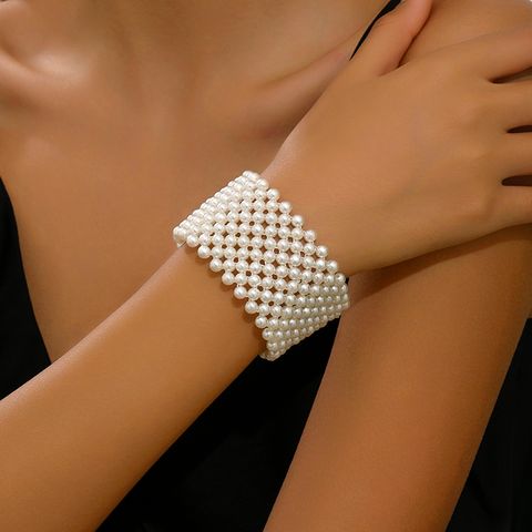 Wholesale Jewelry Simple Style Round Imitation Pearl Beaded Bangle