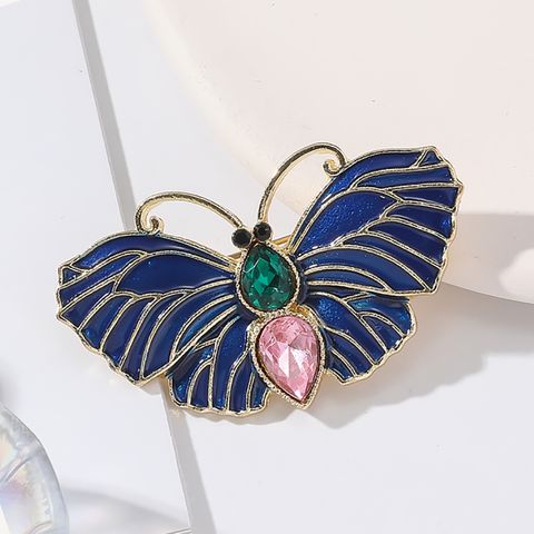 IG Style Sweet Butterfly Alloy Enamel Inlay Artificial Rhinestones Women's Brooches