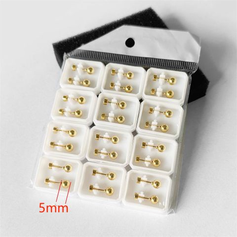 12 Pairs Simple Style Classic Style Round Polishing Plating Stainless Steel 18k Gold Plated Ear Studs