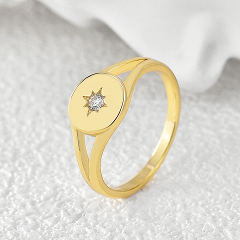 Copper 18K Gold Plated Simple Style Geometric Zircon Rings