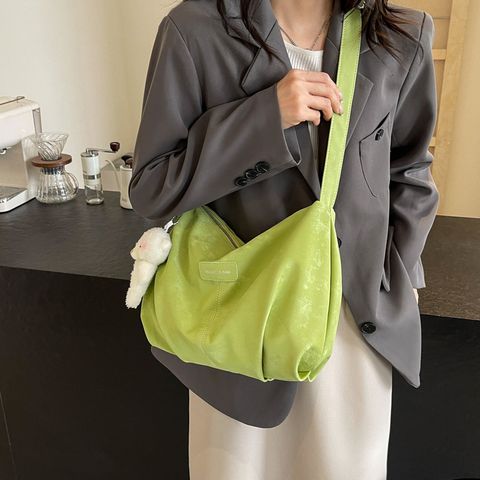 Women's Medium Nylon Solid Color Basic Sewing Thread Square Zipper Crossbody Bag