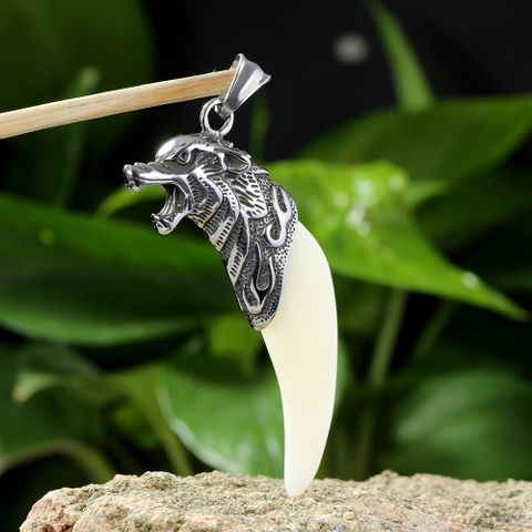 1 Piece 23*64mm 316 Stainless Steel  Wolf Polished Pendant
