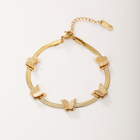 Basic Simple Style Classic Style Butterfly 304 Stainless Steel K Gold Plated Bracelets In Bulk