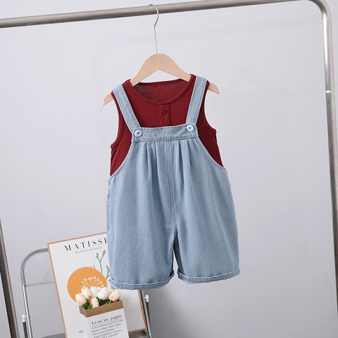Casual Solid Color Cotton Girls Clothing Sets