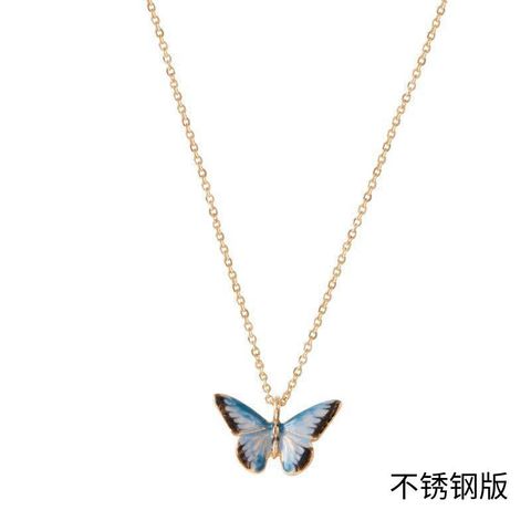 Sweet Butterfly Copper Plating 18k Gold Plated Earrings Necklace