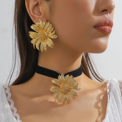 IG Style Simple Style Sunflower Gold Plated Alloy Wholesale Jewelry Set