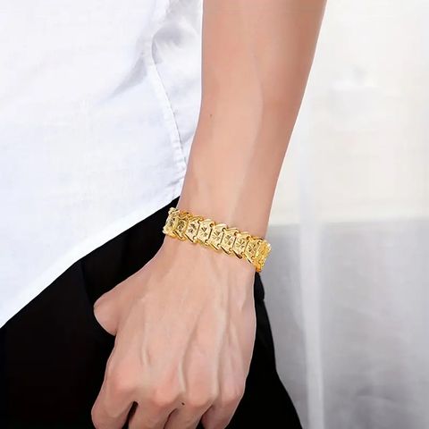 Simple Style Solid Color Copper Gold Plated Men's Bracelets