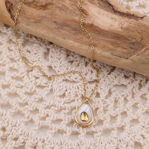 Wholesale Jewelry Simple Style Solid Color 201 Stainless Steel 304 Stainless Steel Natural Stone 18K Gold Plated Inlay Pendant Necklace