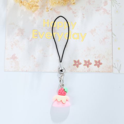 Cute Sweet Ice Cream Strawberry Resin Bag Pendant Keychain