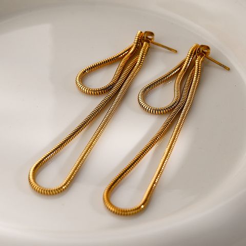 1 Pair IG Style Modern Style Classic Style Geometric Solid Color Plating 304 Stainless Steel 18K Gold Plated Drop Earrings