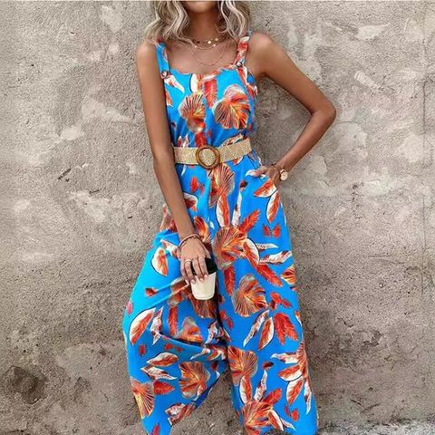 Women's Holiday Daily Beach Streetwear Printing Full Length Jumpsuits