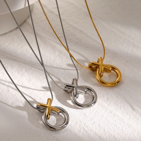 304 Stainless Steel 18K Gold Plated Basic Simple Style Classic Style Plating Solid Color Pendant Necklace