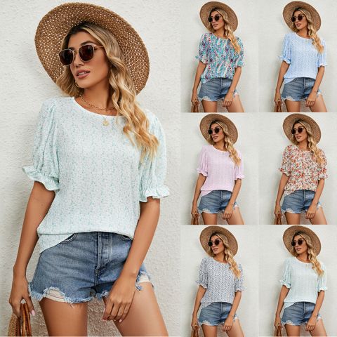 Women's T-shirt Short Sleeve T-Shirts Popover Vacation Ditsy Floral