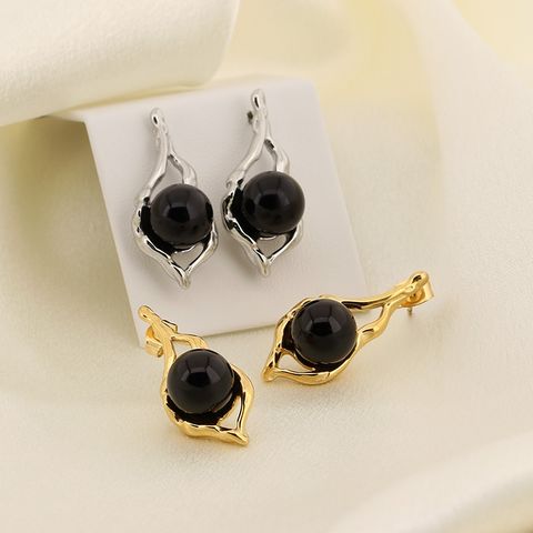 1 Pair Vintage Style Simple Style Geometric Inlay 304 Stainless Steel Beads 18K Gold Plated Ear Studs