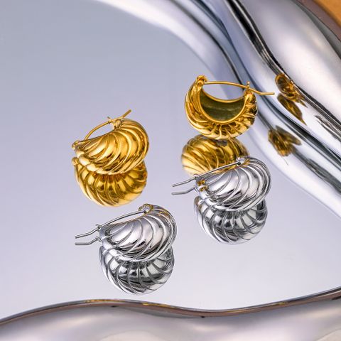 1 Pair Vintage Style Simple Style C Shape Geometric Polishing Plating 304 Stainless Steel 18K Gold Plated Earrings