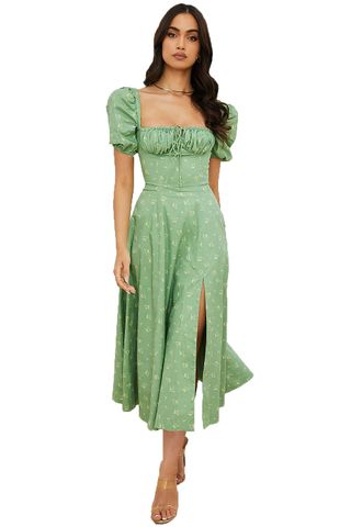 Women's Regular Dress Vacation U Neck Printing Short Sleeve Ditsy Floral Solid Color Maxi Long Dress Holiday Beach