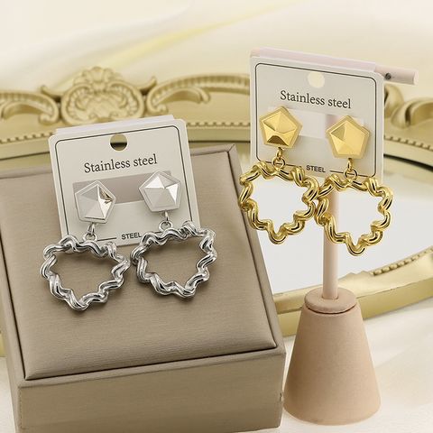 1 Pair Vintage Style Simple Style Heart Shape 304 Stainless Steel 18K Gold Plated Drop Earrings