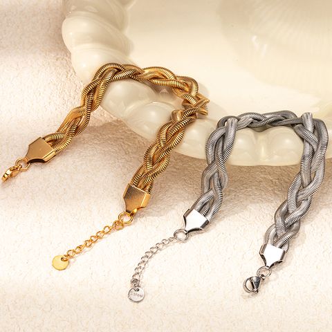 Casual Simple Style Classic Style Twist 304 Stainless Steel 14K Gold Plated Bracelets In Bulk