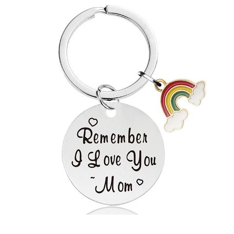 Casual Simple Style Letter Rainbow 304 Stainless Steel Iron Polishing Enamel Laser White-Plated K Bag Pendant Keychain