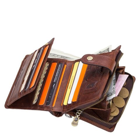 Men's Solid Color Leather Side Zipper Card Holder Coin Purse