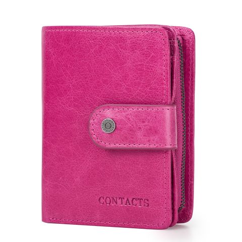 Men's Solid Color Leather Side Zipper Card Holder Coin Purse