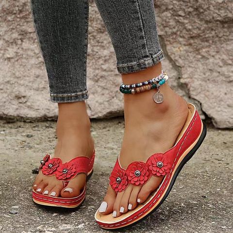 Women's Vacation Ethnic Style Solid Color T-Strap Thong Sandals
