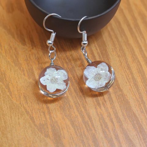 1 Pair Ig Style Casual Flower Glass Glass Drop Earrings