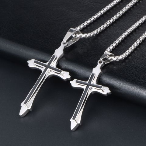 Casual Simple Style Classic Style Cross 304 Stainless Steel Polishing Men's Pendant Necklace