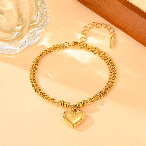 Elegant Romantic Heart Shape Titanium Steel 18K Gold Plated Bracelets In Bulk