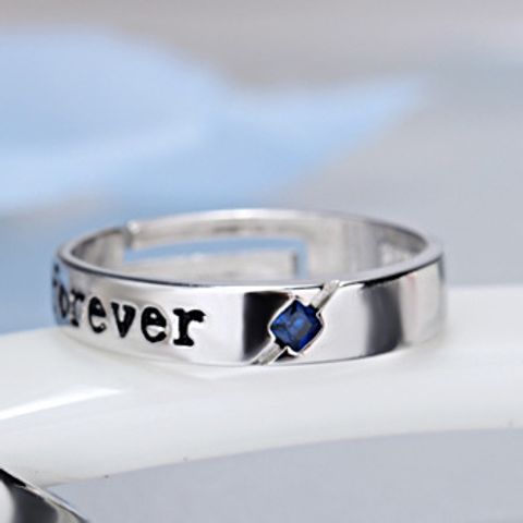 Copper Silver Plated Casual Simple Style Inlay Letter Zircon Open Rings