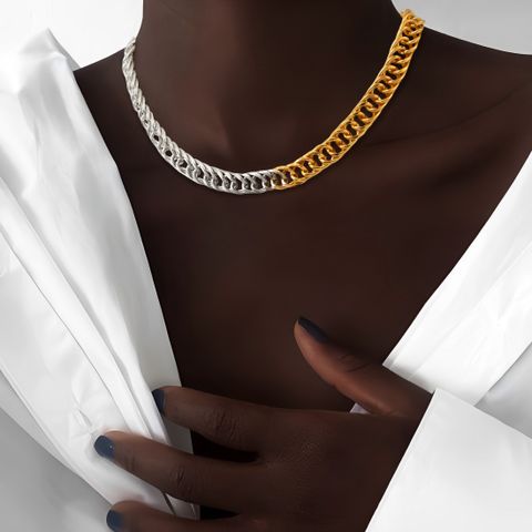 Estilo Vintage Empalme Hierro Labor De Retazos Chapados en oro de 18k Blanco Oro Plateado Mujeres Collar