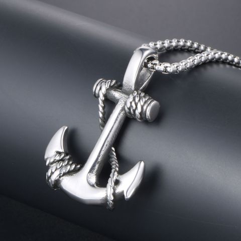 Casual Retro Punk Anchor 304 Stainless Steel Polishing Men's Pendant Necklace