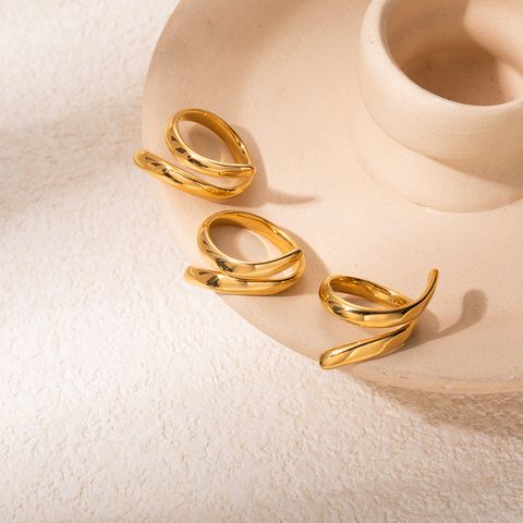 Edelstahl 304 14 Karat Vergoldet Moderner Stil Einfacher Stil Pendeln Überzug Einfarbig Ringe