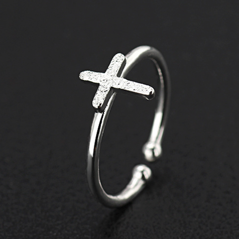 Copper Silver Plated Simple Style Cross Open Rings