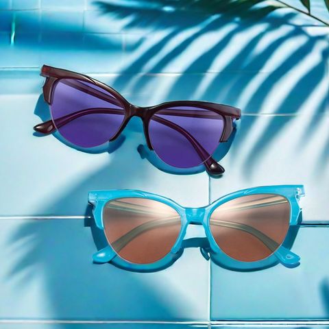 IG-Stil Ferien Strand Einfarbig Pc Katzenauge Halbbild Sonnenbrille Der Frauen