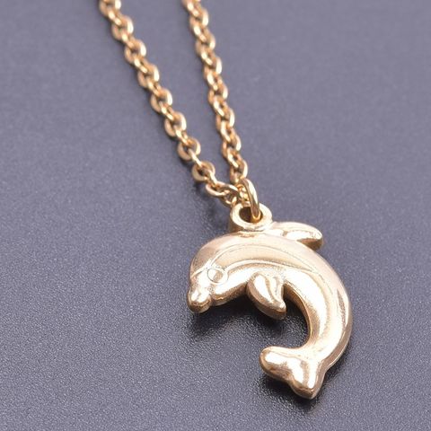 304 Stainless Steel Basic Modern Style Classic Style Plating Dolphin Pendant Necklace