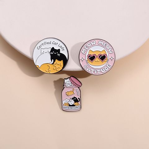 Cartoon Style Cute Animal Letter Cat Alloy Stamping Stoving Varnish Plating Unisex Brooches