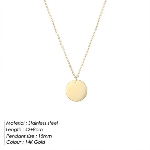 304 Stainless Steel 14K Gold Plated Casual Simple Style Round Pendant Necklace