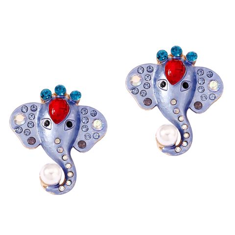 1 Pair Lady Elephant Inlay Zinc Alloy Artificial Pearls Ear Studs